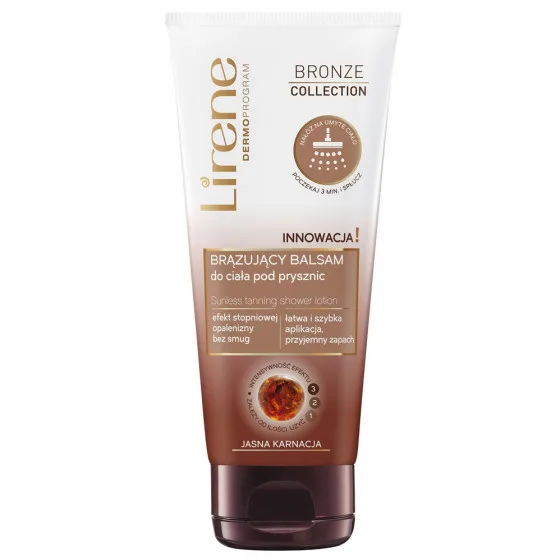 Lirene Bronze Sunless Tanning Shower Lotion Light Skin - Бальзам для душу з автозасмагою для світлої шкіри