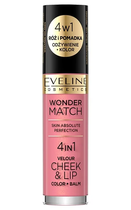 Помада-рум'яна Eveline Wonder Match Velour 4 In 1 Cheek & Lip рідка №04, 4.5 мл