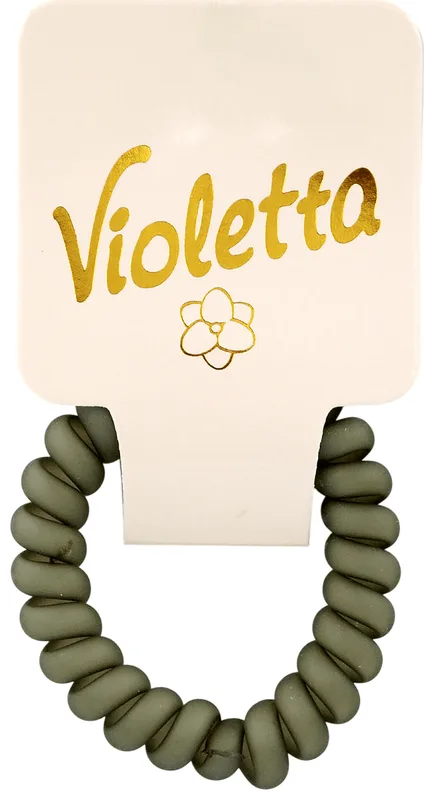 Резинка для волосся Violetta "Телефонний дріт" матова сіро-зелена спіраль (CH-SM-23-471) 1 шт.