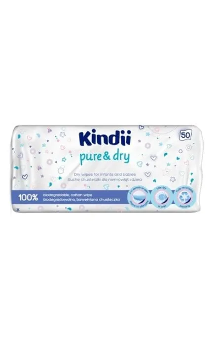 Серветки вологі kindii pure and dry 1 x 50 шт
