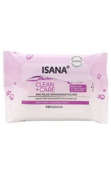 Серветки для обличчя Isana Clean+Care демакіяж 10 шт