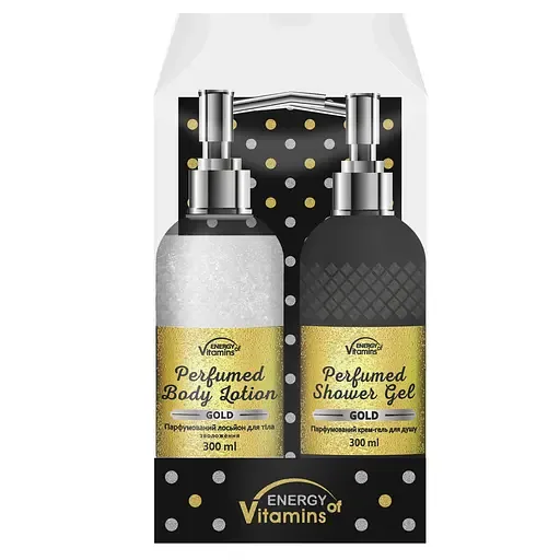 Подарунковий набір Energy of Vitamins Perfumed Gold: Крем-гель для душу Gold 300 мл + Лосьйон для тіла Gold 300 мл