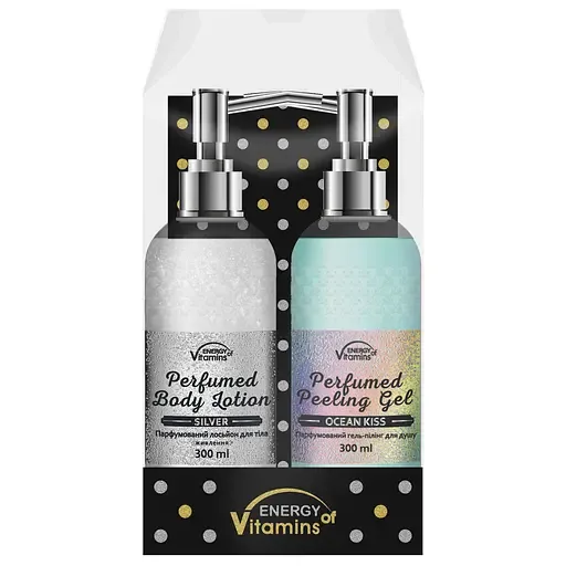 Подарунковий набір Energy of Vitamins Ocean Kiss: Гель-пілінг для душу Ocean Kiss 300 мл + Лосьйон для тіла Silver 300 мл
