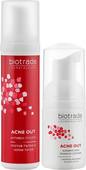 Biotrade Acne Out Kit - Набір для догляду за проблемною шкірою (лосьйон + пінка для вмивання)