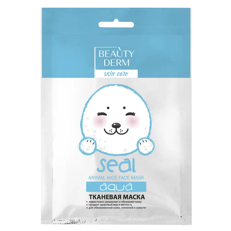 Маска тканинна для обличчя Beauty Derm Animal Seal Aqva зволожуюча 25 мл