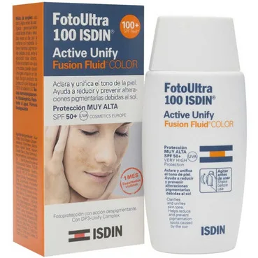 Флюїд тональний для обличчя вирівнюючий тон шкіри Isdin Foto Ultra 100 Active Unify Fusion Fluid Color SPF 50+