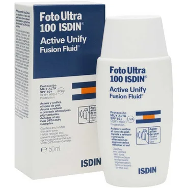 Флюїд для обличчя вирівнюючий тон шкіри Isdin Foto Ultra 100 Active Unify SPF 50+
