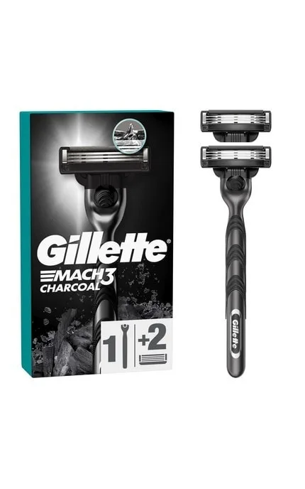 Станок для гоління чоловічий (Бритва) Gillette Mach3 Charcoal з 2 змінними картриджами