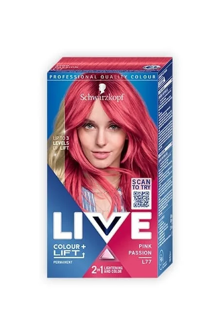 Стійка крем-фаба для волосся Schwarzkopf LIVE Colour + Lift, Deep Coral L77 Рожева Фуксія