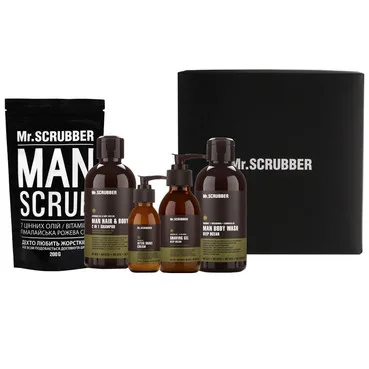Подарунковий набір Mr.Scrubber Beauty Box For Man (scr/200 g + sh/gel/265 ml + shm/265 ml + gel/150 ml + ash/cr/120 ml)