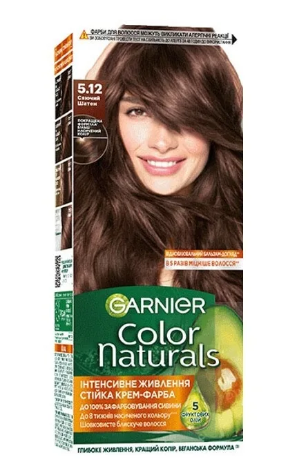 Стійка крем-фарба для волосся Garnier Color Naturals Інтенсивне живлення Сяючий Шатен 5.12