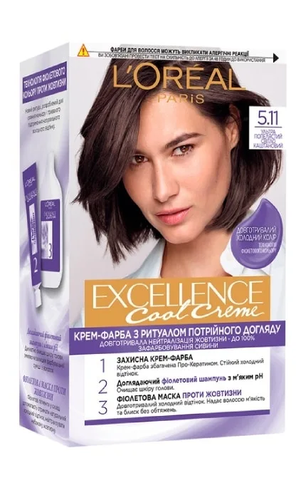 Стійка фарба для волосся L'Oreal Paris Excellence Cool Creme 5.11 Ультрапопільний світло-каштановий