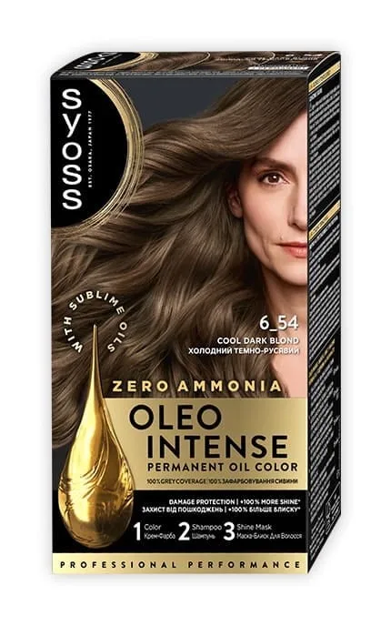 Стійка фарба для волосся без аміаку SYOSS Oleo Intense 6-54 Холодний Темно-Русявий 115 мл