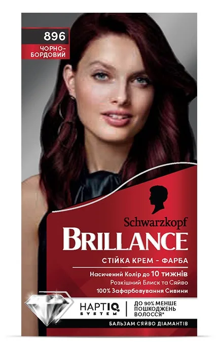 Стійка крем-фарба для волосся Schwarzkopf Brillance 896 Чорно-бордовий 170 мл