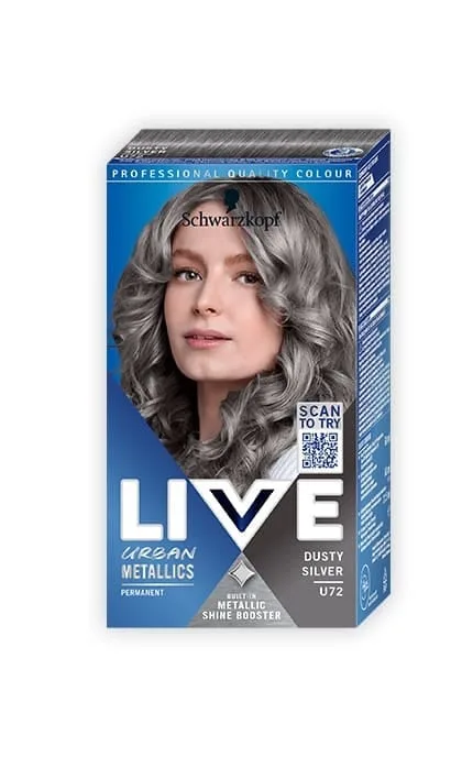 Стійка крем-фарба для волосся Schwarzkopf LIVE Urban Metallics U72 Попелястий Хром