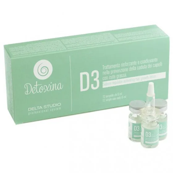Delta Studio Detoxina D3 Cofanetto DA - Зміцнюючий засіб для профілактики випадіння волосся при жирній шкірі