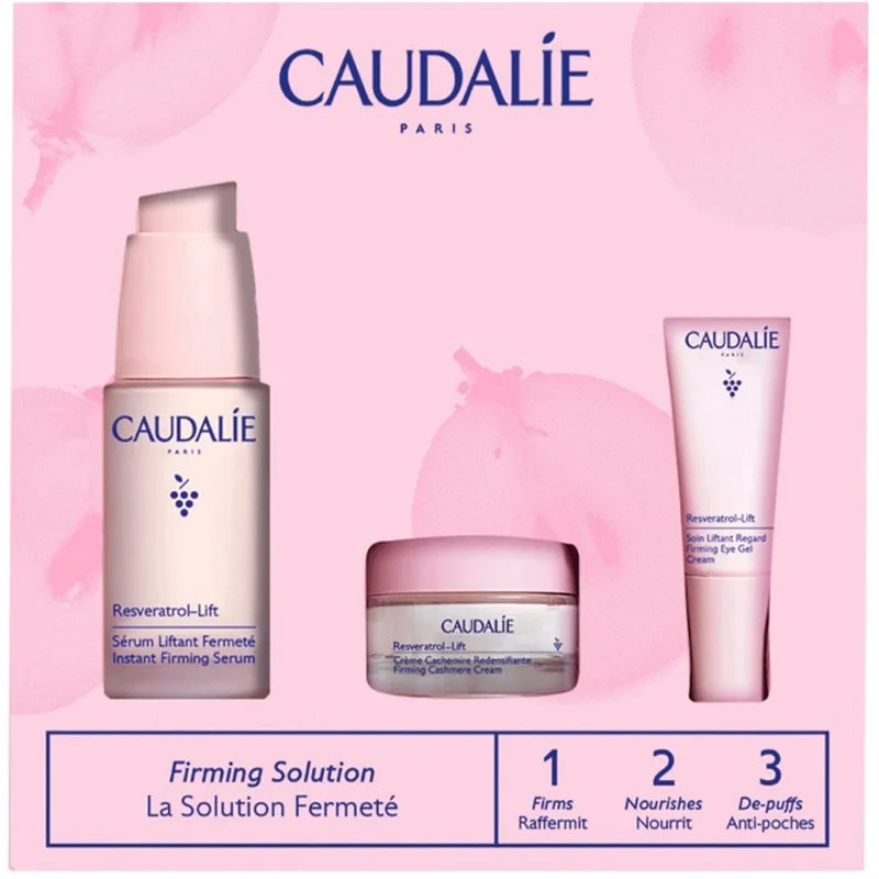 Набір Caudalie (Кодалі) Resveratrol-Lift Spring Set 2024 (Сироватка 30 мл+Гель-крем для контуру очей 5 мл+Кашемір крем 15 мл)