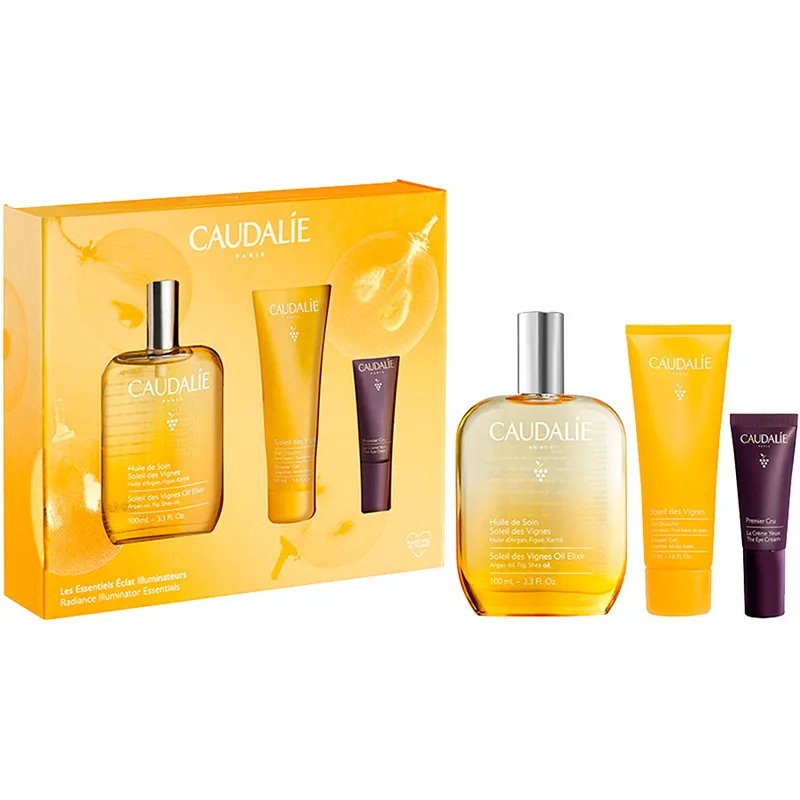 Набір Caudalie (Кодалі) Soleil Des Vignes (Олія-еліксир Soleil Des Vignes 100 мл + Гель для душу Soleil des Vignes 50 мл + Premier Cru крем для очей 5 мл)