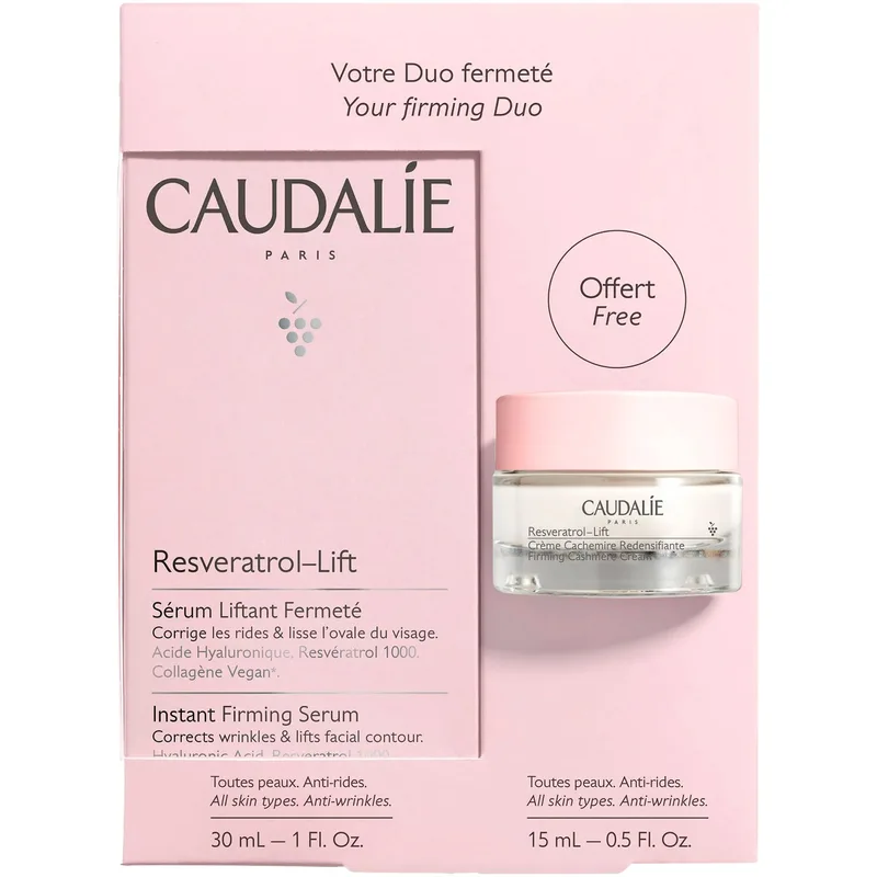 Набір Caudalie (Кодалі) Resveratrol Lift Duo 2022 (Resveratrol Lift Сироватка-Зміцнення 30 мл, Зразок Resveratrol Lift Крем Кашемір 15 мл)