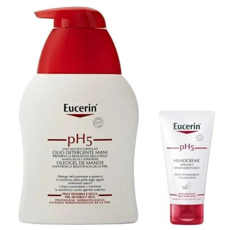 Набір Eucerin (Юцерін) р H5 Очищення і догляд за чутливою шкірою рук (Засіб для миття рук без пересушування для сухої та чутливої шкіри 250 мл + Крем для рук 75 мл)