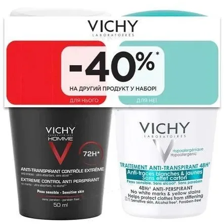 Набір Vichy (Віші) Бом Дезодорант для чоловіків 72 год. + для жінок 48 год. захисту 2026