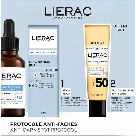 Набір Lierac (Лієрак) Protocole (сироватка проти пігментних плям 30 мл + Санісім флюїд SPF 50+)