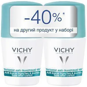 Промо-набір Vichy дуо-пак з 2-х Кулькових дезодорантів 48 г проти білих і жовтих плям