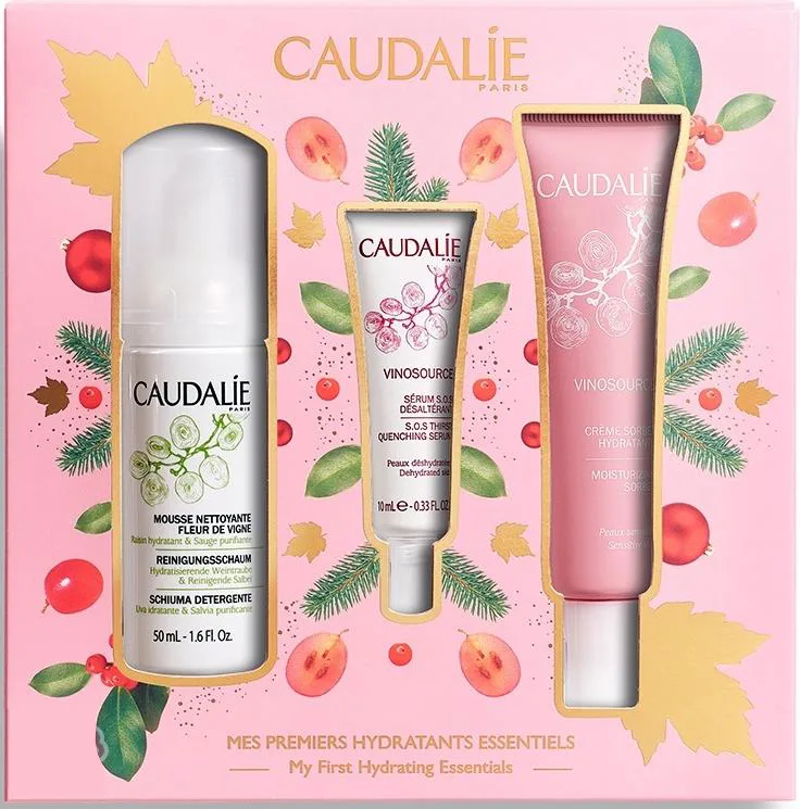 Набір Caudalie (Кодалі) Vinosource Sorbet (Сироватка S.O.S 10 мл + Крем сорбет 40 мл + Пінка для зняття макіяжу 50 мл)