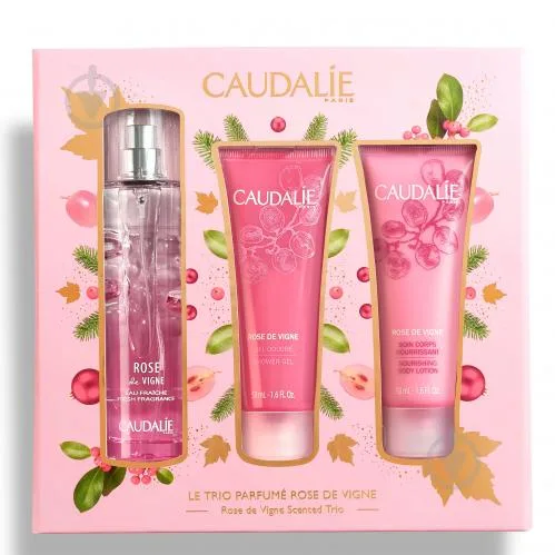Набір Caudalie (Кодалі) Rose de Vigne (Вода енергетична 50 мл + Гель для душу 50 мл + Крем для тіла живильний 50 мл)
