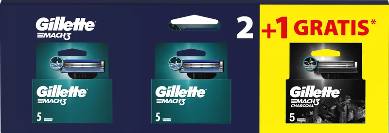 Змінні картриджі для гоління (леза) чоловічі Gillette Mach3, 10 шт. + Змінні картриджі для гоління (леза) чоловічі Gillette Mach3 Деревне вугілля 5 шт в подарунок