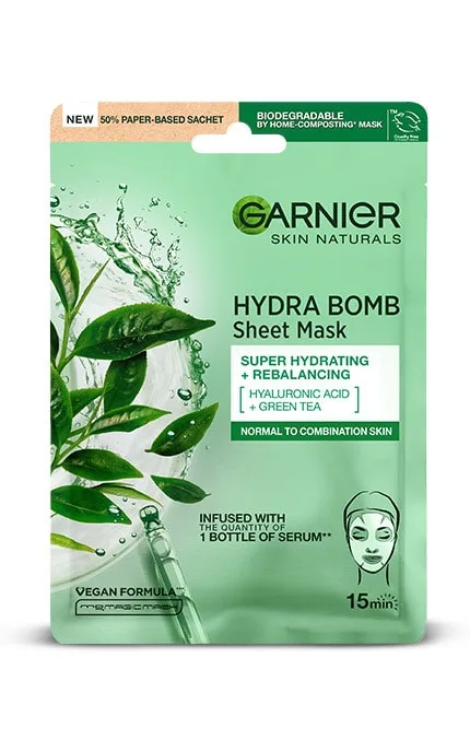 Тканинна маска для обличчя Garnier Skin Naturals Зволоження та догляд для нормальної та комбінованої шкіри 32 г