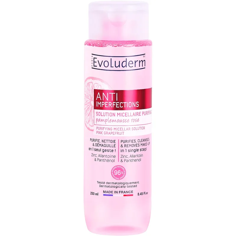 Лосьйон Evoluderm (Еволюдерм) для обличчя міцелярний очищуючий з екстрактом рожевого грейпфруту проти недосконалостей шкіри 250 мл
