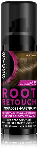 Тонуючий спрей для волосся Syoss Root Retoucher для маскування коренів та сивини, каштановий, 120 мл