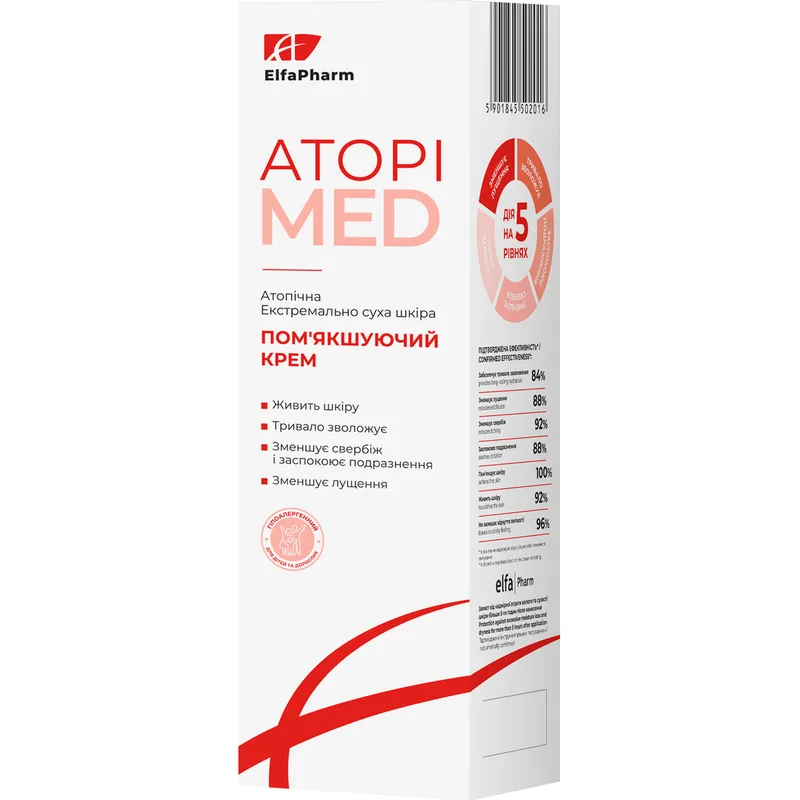 Крем для тіла ELFA PHARM (Ельфа Фарм) Atopi Med (Атопі мед) пом'якшуючий для атопічної та екстремально сухої шкіри немовлят, дітей та дорослих 400 мл