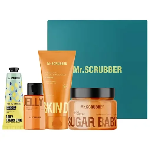Подарунковий набір Mr.Scrubber Orange Care: Цукровий скраб 450 г + Крем-гель для тіла 150 мл + Гель для душа 100 мл + Крем для рук 30 г