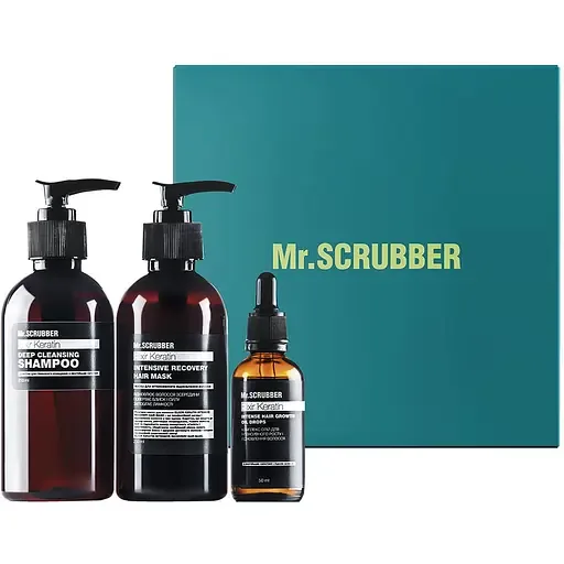Подарунковий набір Mr.Scrubber Elixir Keratin Кератинове відновлення: шампунь для волосся 250 мл + маска для відновлення волосся 250 мл + олія для росту волосся 50 мл
