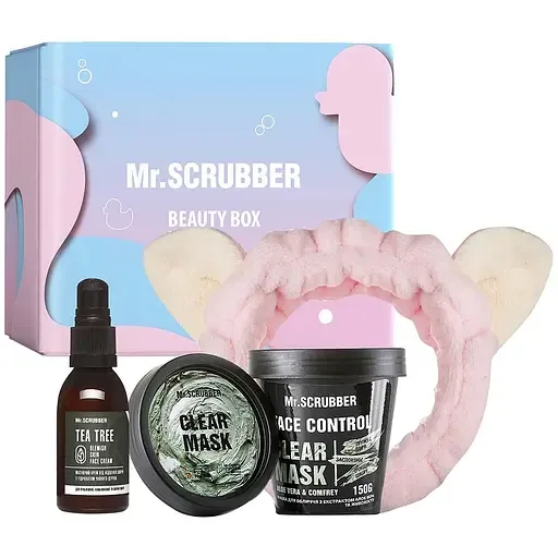 Подарунковий набір Mr.Scrubber Even Complexion&Clear: Маска для обличчя 150 г + Пов'язка для волосся + Крем для обличчя 55 мл
