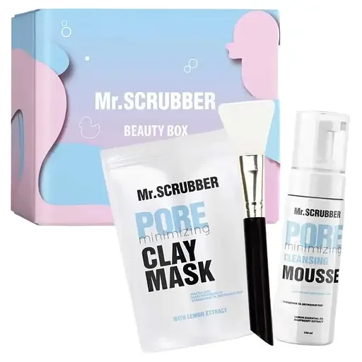 Подарунковий набір Mr.Scrubber Pure Daily Care: Маска для обличчя 150 г + Мус для вмивання 150 мл + Шпатель для масок