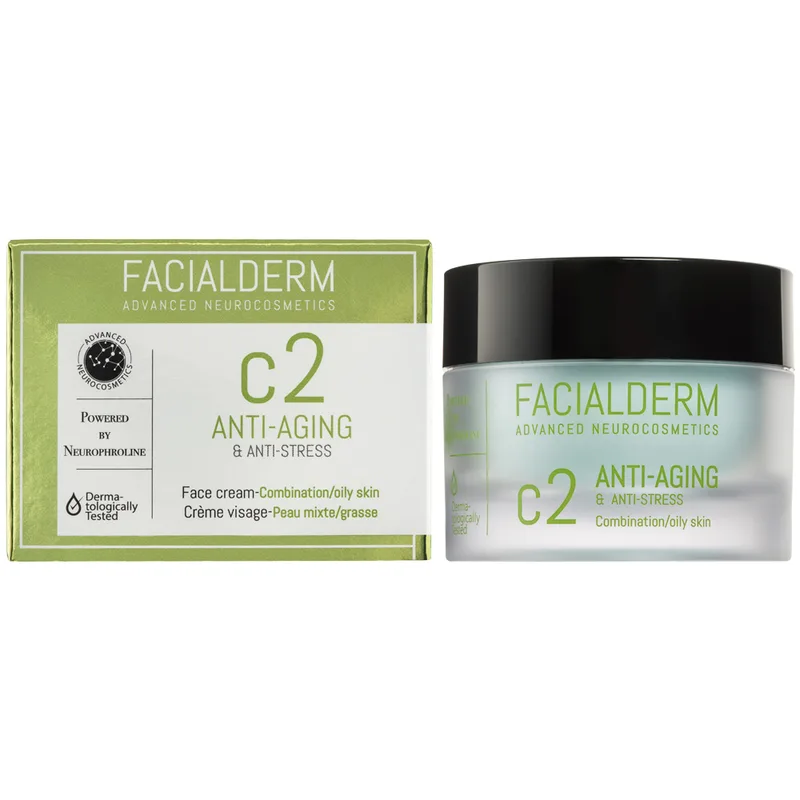 Крем Facialderm антивіковий себорегулюючий і антистрес для жирної та комбінованої шкіри 50 мл