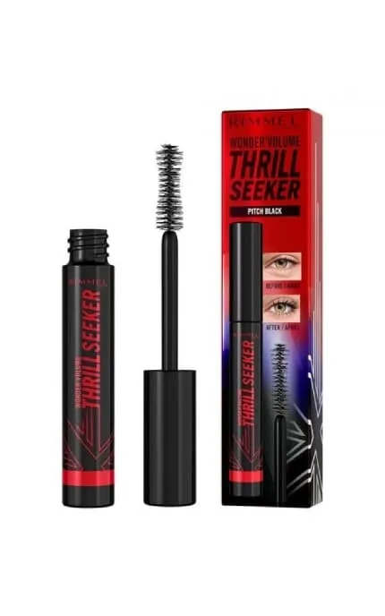 Туш для вій Rimmel London Wonder Volume Thrill Seeker Водостійка для об'єму Чорна 8 мл