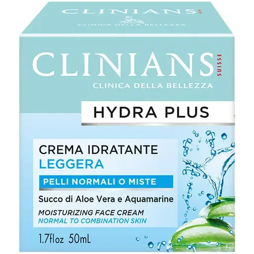 Крем для обличчя зволожуючий Clinians Hydra Plus з алое та морською водою, 50 мл