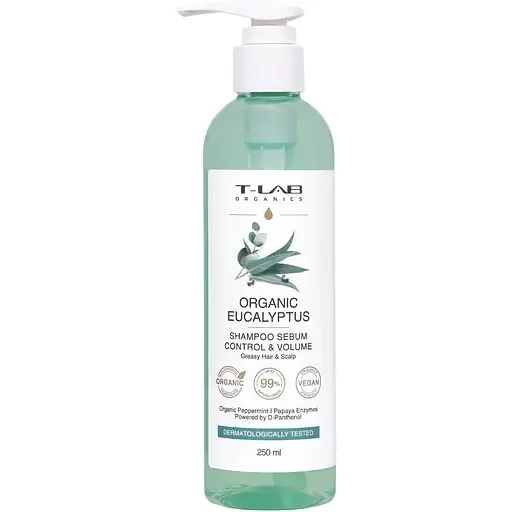 Шампунь T-LAB Organics Organic Eucalyptus Sebum Control & Volume для жирного волосся та об'єма 250 мл