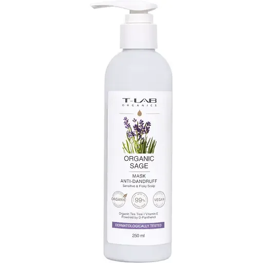 Маска T-LAB Organics Organic Sage Anti-Dandruff для чутливої шкіри, 250 мл