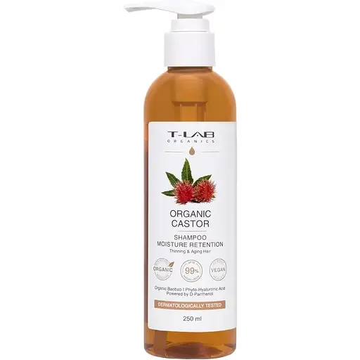 Шампунь T-LAB Organics Organic Castor Moisture Retention для тонкого волосся, 250 мл