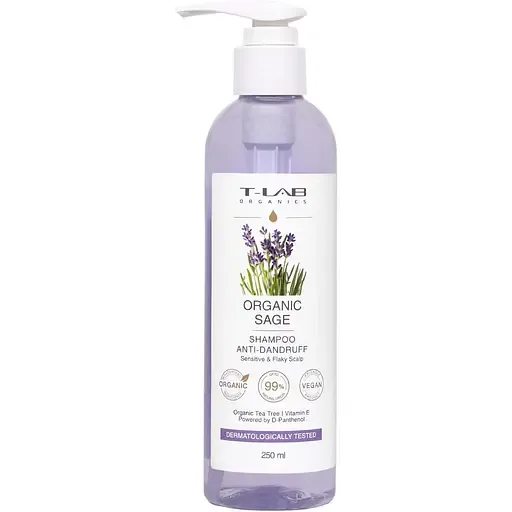 Шампунь T-LAB Organics Organic Sage Anti-Dandruff для чутливої шкіри, 250 мл