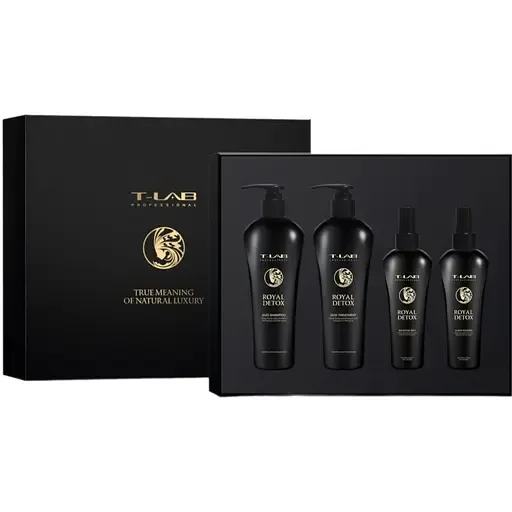 Сет T-LAB Professional Royal Detox Ritual: шампунь 300 мл + кондиціонер 300 мл + шампунь-гель 300 мл + крем 300 мл