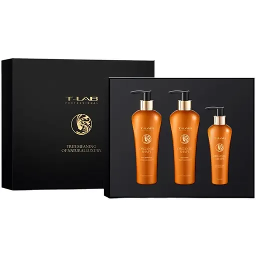 Сет T-LAB Professional Organic Shape Ritual для зволоження та моделювання неслухняного волосся: шампунь 300 мл + маска 300 мл + флюїд 150 мл