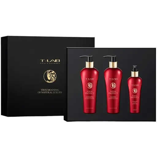 Сет T-LAB Professional Total Protect Ritual для щоденного захисту волосся: шампунь 300 мл + маска 300 мл + флюїд 150 мл
