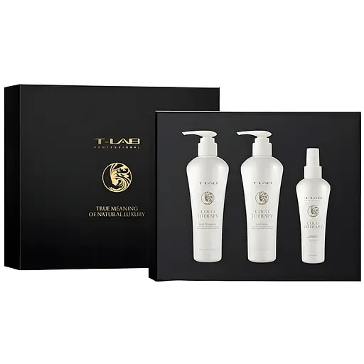 Сет T-LAB Professional Сoco Therapy Ritual для повної ревіталізації: шампунь 300 мл + маска 300 мл + сироватка 150 мл