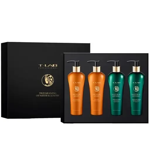 Сет T-LAB Professional Natural Lifting + Organic Shape Love Set: шампунь 300 мл + маска 300 мл + шампунь-гель 300 мл + крем 300 мл